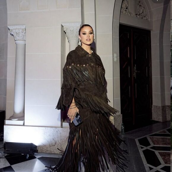 Lorena Saravia H&M Fringed Suede Cape Jacket ONE SIZE - Picture 10 of 15